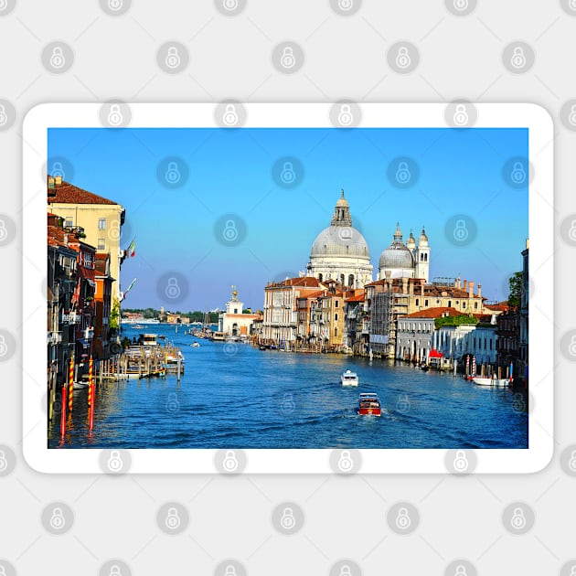 Beautiful view of famous Canal Grande and Basilica di Santa Maria della Salute in Cana, Italy Sticker by Peter the T-Shirt Dude